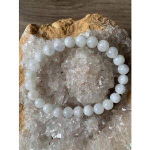 Bracelet pierre de lune naturelle blanche perles 8 mm