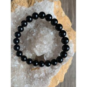 Bracelet pierre naturelle tourmaline noire perles 8 mm