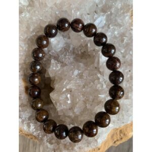 Bracelet pierre naturelle bronzite perles 8 mm