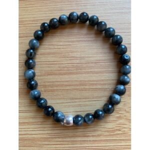 Bracelet pierre naturelle œil d'aigle ou œil de chat perles 6 mm
