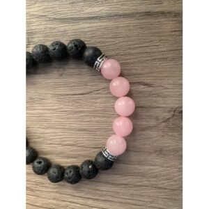 pierre de lave et quartz rose bracelet