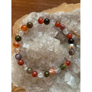 Tourmaline multicolore, cornaline et cristal de roche bracelet libido en pierres naturelles