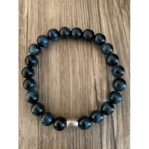 Bracelet perles naturelles œil de faucon bleu qualité extra perles 8 mm