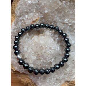 Bracelet pierre naturelle hématite perles 6 mm