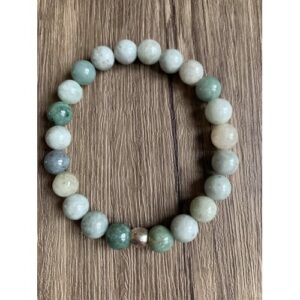 Bracelet femme en jade birman, perles rondes vertes, symbole de sérénité