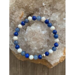 lapis lazuli, aventurine bleue et magnésite, bracelet perles naturelles contre les migraines