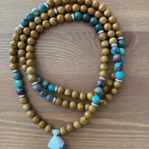 Jaspe bois et Jaspe Aqua Terra collier perles style mala