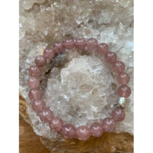 quartz fraise bracelet perles 8 mm