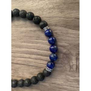 lapis lazuli et pierre de lave bracelet perles 8 mm