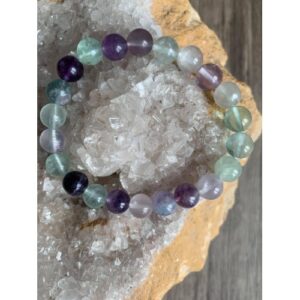 fluorite ou fluorine bracelet en perles naturelles 8 mm