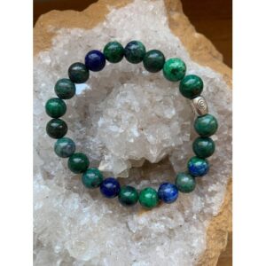 Bracelet pierre naturelle azurite malachite perles 8 mm