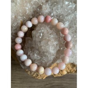 Bracelet pierre naturelle opale rose perles 8 mm