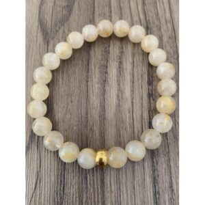 Bracelet pierre naturelle de quartz rutile perles 8 mm