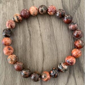 Bracelet jaspe léopard perles naturelles 8 mm pour ancrage et force intérieure
