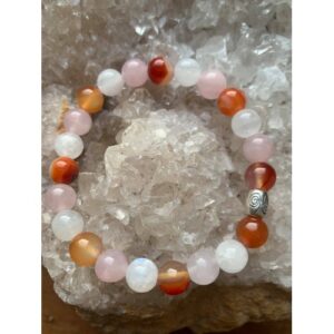 cornaline, quartz rose et pierre de lune bracelet perles naturelles pour la grossesse