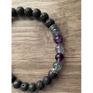 fluorite et pierre de lave bracelet perles 8 mm