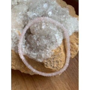 quartz rose bracelet cheville perles heishi