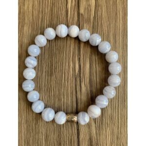 Bracelet pierre naturelle calcédoine perles 8 mm