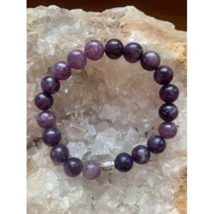 Bracelet pierre naturelle lépidolite perles 8 mm