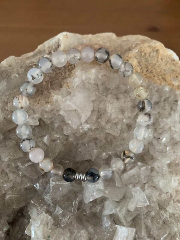 Bracelet pierre naturelle agate veine perles 6 mm