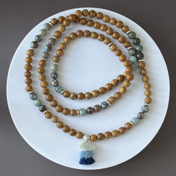 Collier perles jaspe bois et jaspe aqua terra – pierre de bien-être et harmonie