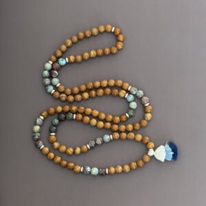 Collier pierres naturelles jaspe bois et jaspe aqua terra – sérénité et ancrage