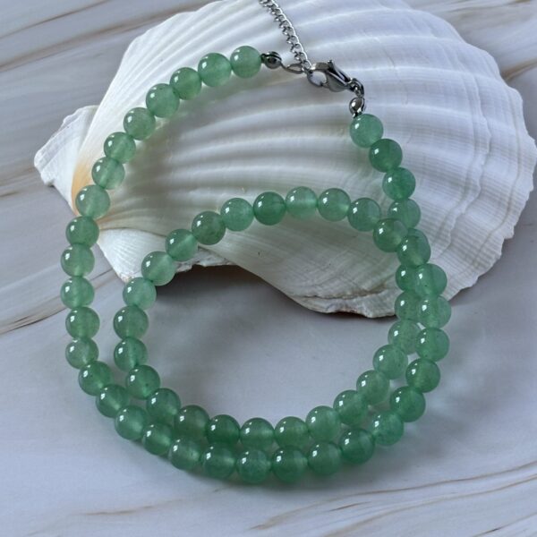 Bijou artisanal collier perles aventurine verte – énergie positive et chance