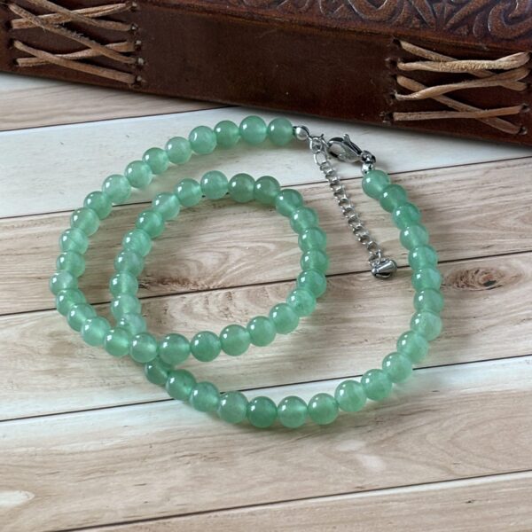 Collier aventurine verte perles rondes – pierre porte-bonheur et sérénité