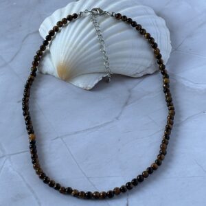 Collier perles rondes œil de tigre – pierre protectrice et harmonisante