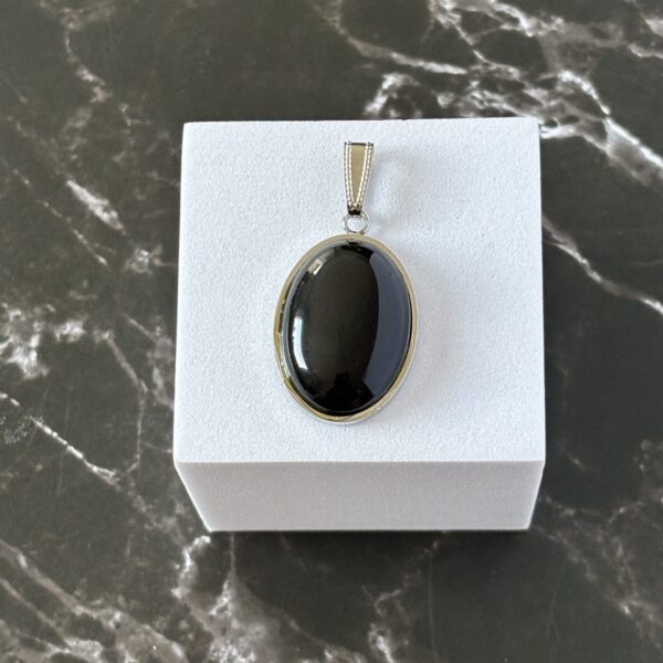 Pendentif pierre obsidienne céleste cabochon fait main