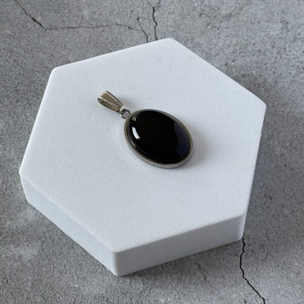 Pendentif cabochon obsidienne céleste naturelle pierre de protection