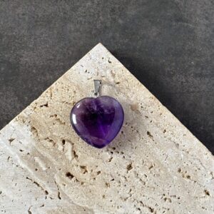 Bijou pendentif coeur améthyste lithothérapie et bien être