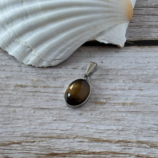Pendentif cabochon œil de tigre pierre naturelle
