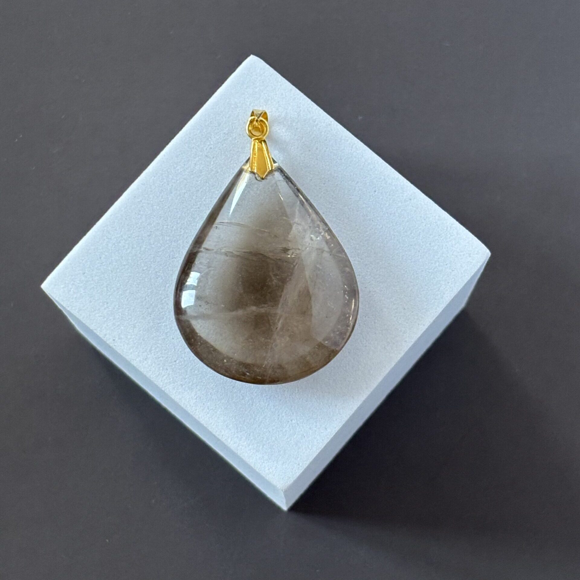 Pendentif quartz fumé forme goutte lithothérapie
