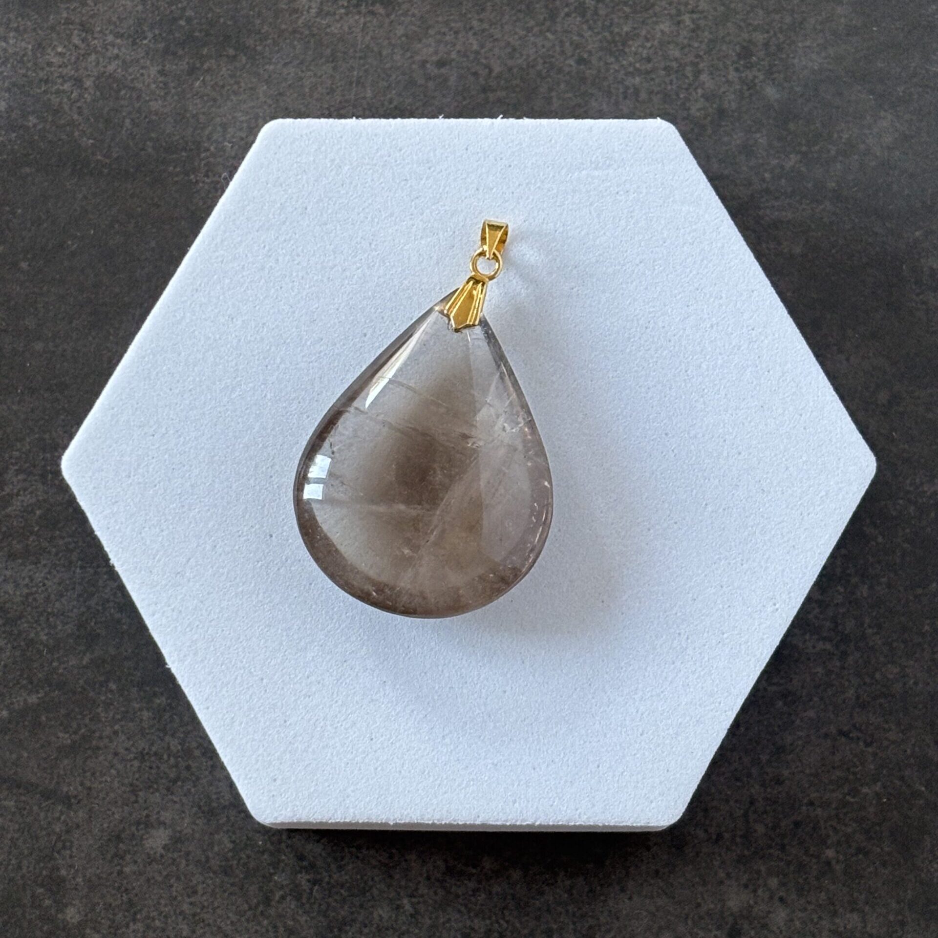 Bijou pendentif goutte quartz fumé véritable
