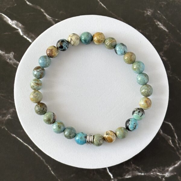 Bracelet opale bleue perles 8 mm bienfaits pierre énergétique