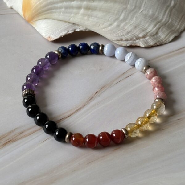 Bracelet multicolore 7 chakras pierres naturelles