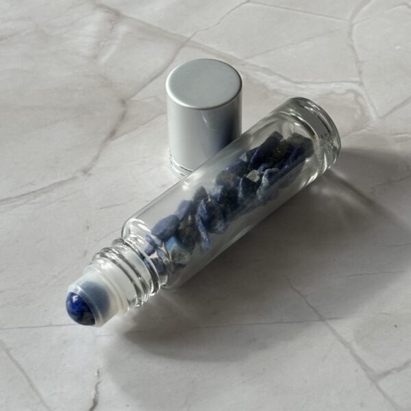 Outil de massage roll'on en lapis lazuli pour soin du visage