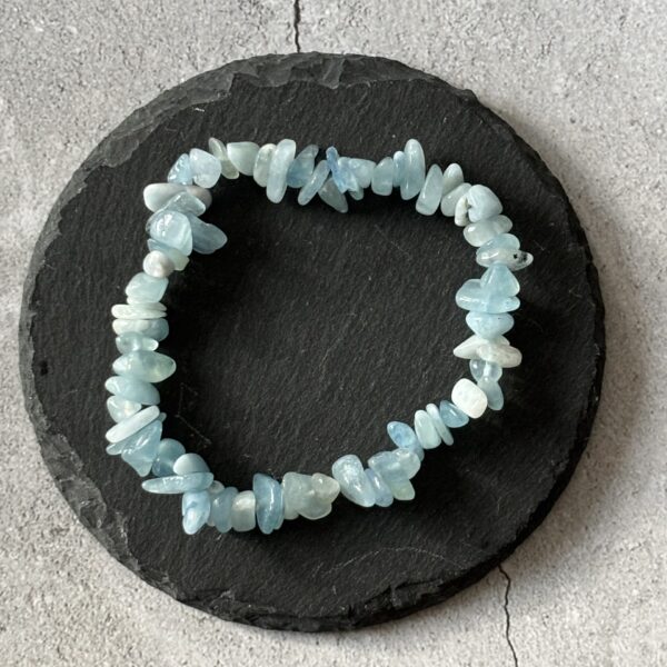 Bijou fait main bracelet chips aigue-marine pour homme et femme