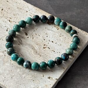 Bracelet perles chrysocolle naturelle – bijou apaisant pour communication et équilibre émotionnel