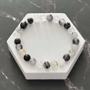 Quartz tourmaline bracelet – pierre naturelle contre les énergies négatives et le stress