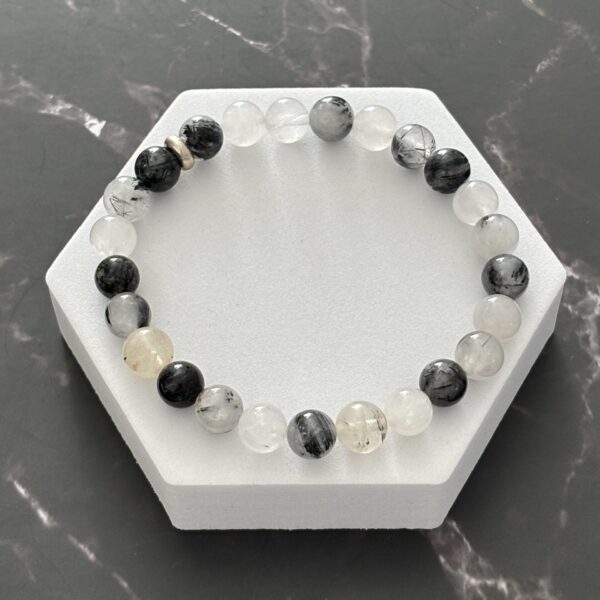 Quartz tourmaline bracelet – pierre naturelle contre les énergies négatives et le stress