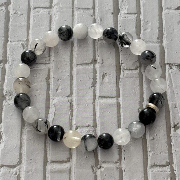 Bracelet perles quartz tourmaline naturel – bijou de protection et d’équilibre énergétique