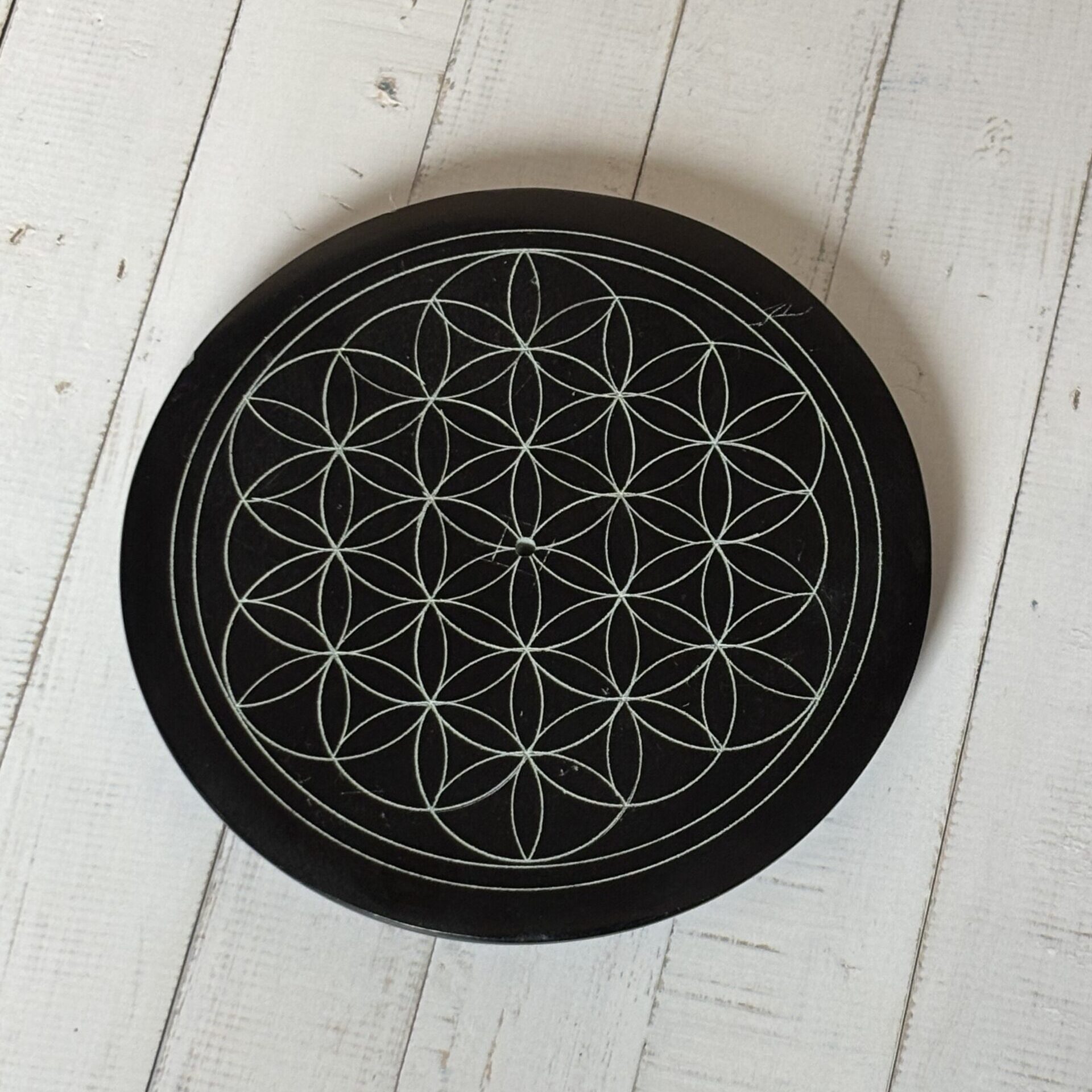 Porte-encens énergétique Fleur de Vie – support spirituel pour méditation et relaxation