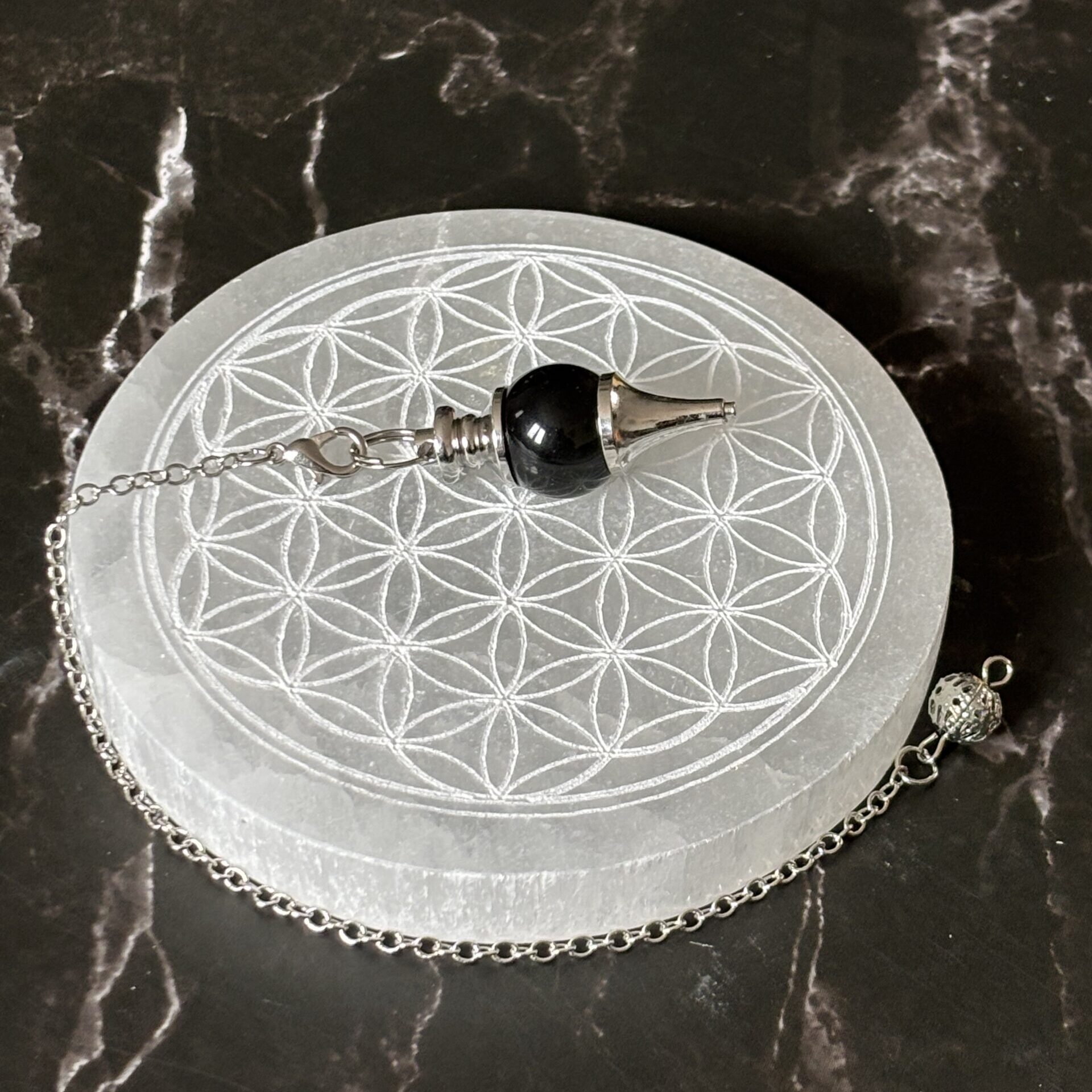 Pendule spirituel Sephoroton obsidienne céleste, outil énergétique et ésotérique