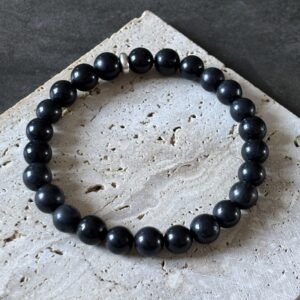 Bracelet perles de shungite authentique – lithothérapie et énergie vitale