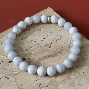 Bijou lithothérapie calcédoine – bracelet fait main pour sérénité et communication