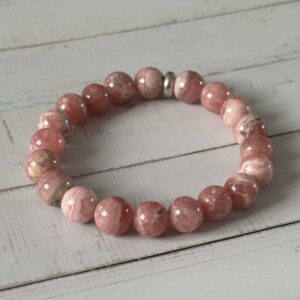 Bracelet lithothérapie rhodochrosite – pierre naturelle d’amour et d’harmonie – création artisanale française