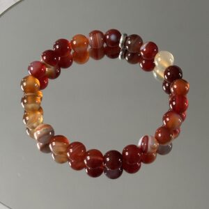 Bracelet élastique perles cornaline 8 mm – pierre d’ancrage et de courage en lithothérapie