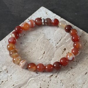 Bracelet pierre cornaline rouge orange pour confiance et motivation – perles naturelles